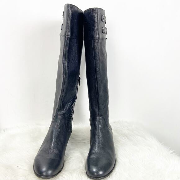 Arturo Chiang 7.5 M Womens Black Leather Side-zip Riding Boots - Picture 5 of 10